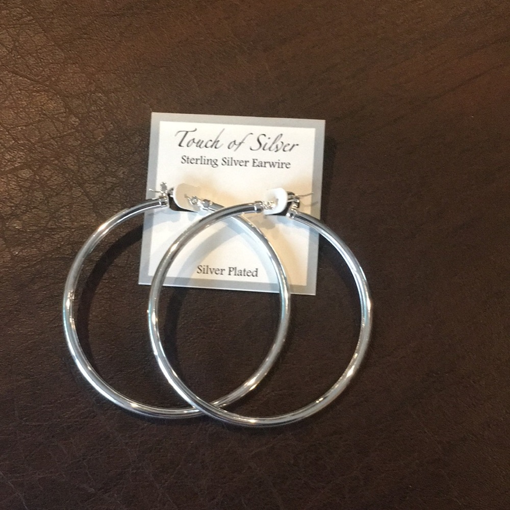 Large silver plated hoop earrings